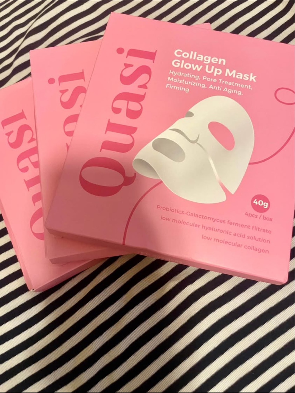 NWT Bulk Lot, 9 Boxes Quasi Collagen Glow Up Masks (36 Masks Total)